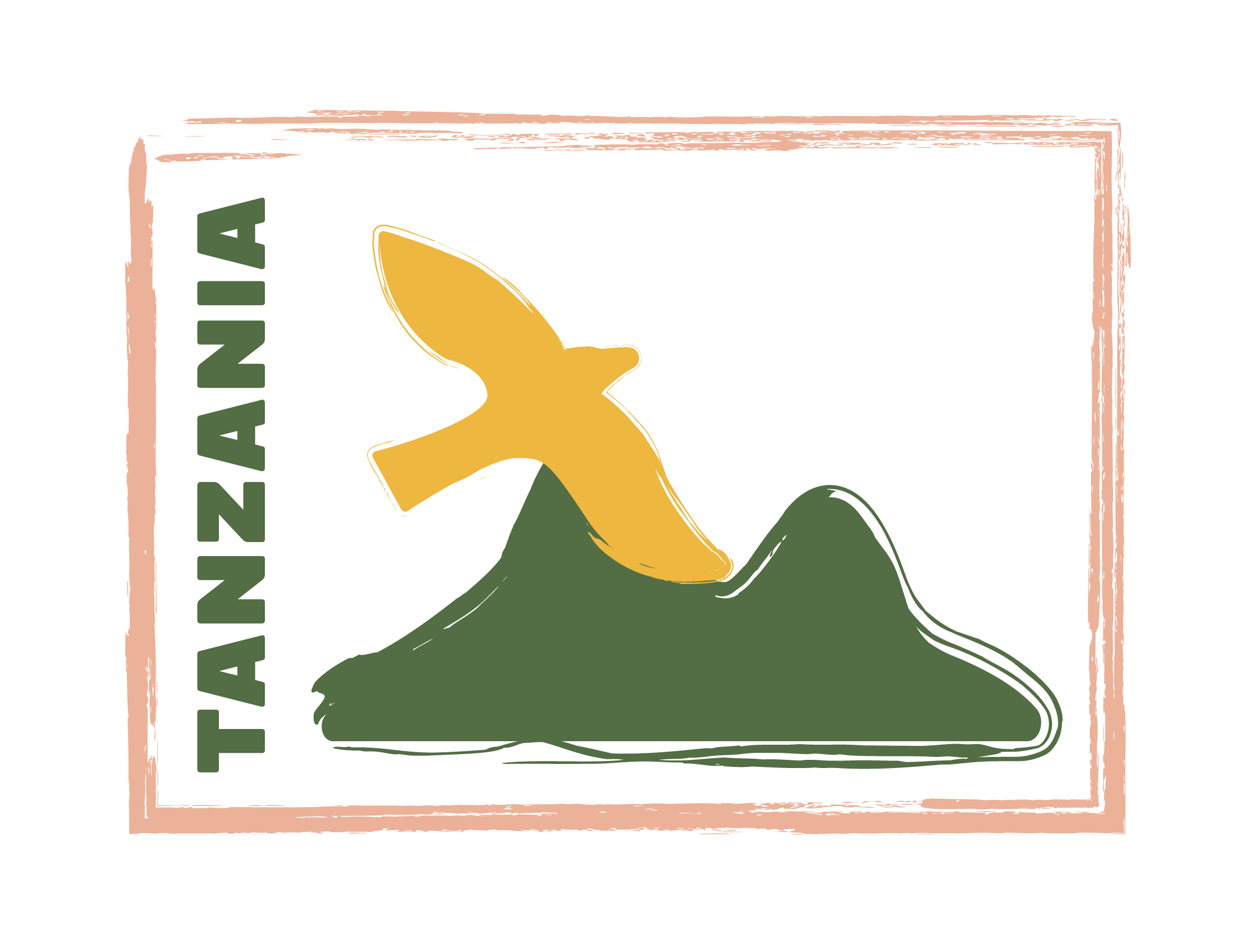 Close-up of a coffee bag label with a mountain design, the words "FARM A" in large green letters, and "(Mainland)" written in white.