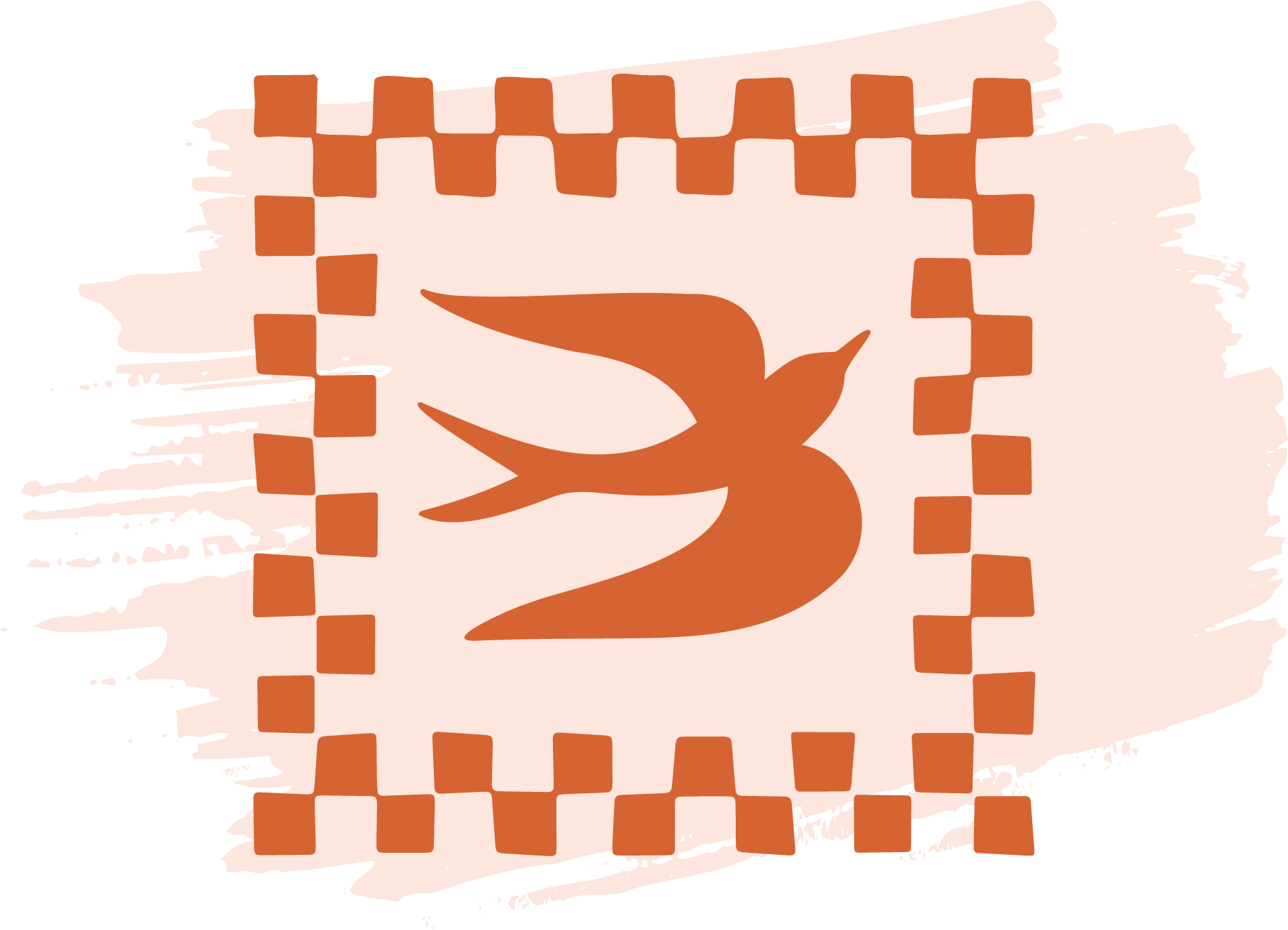 A stylized orange number 2 with a leaf on top, surrounded by a pattern of square dots in a rectangular arrangement, on a light background with black brushstroke accents.
