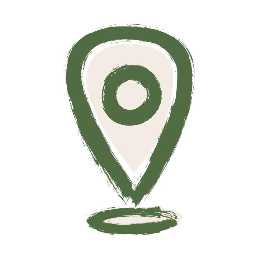 Stylized map location marker with concentric circles inside.