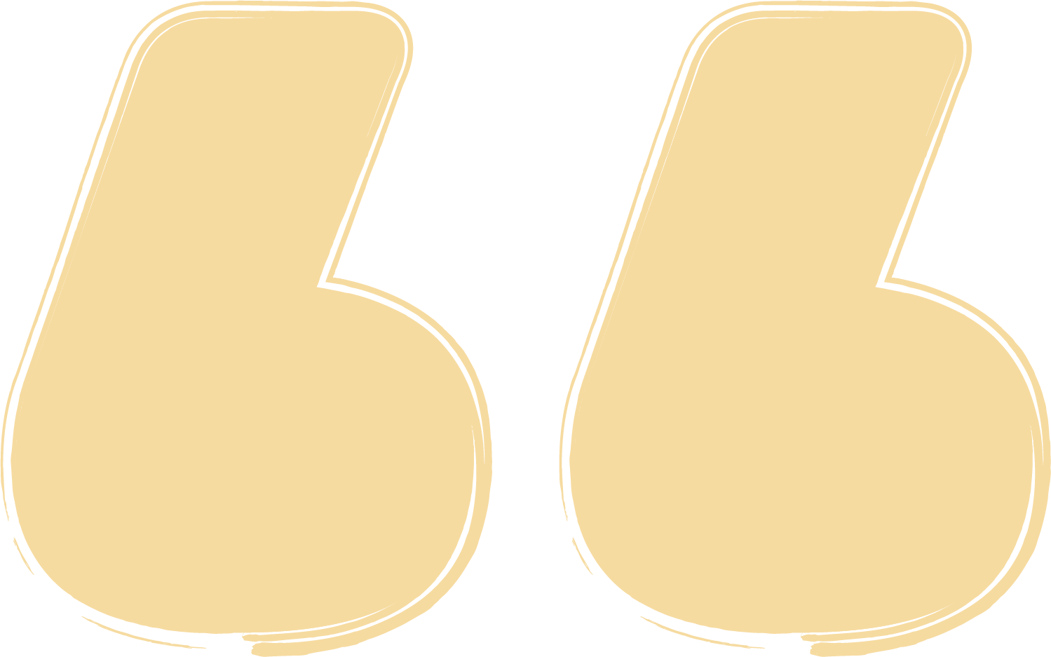 Large beige number 66 with black outlines on a black background.