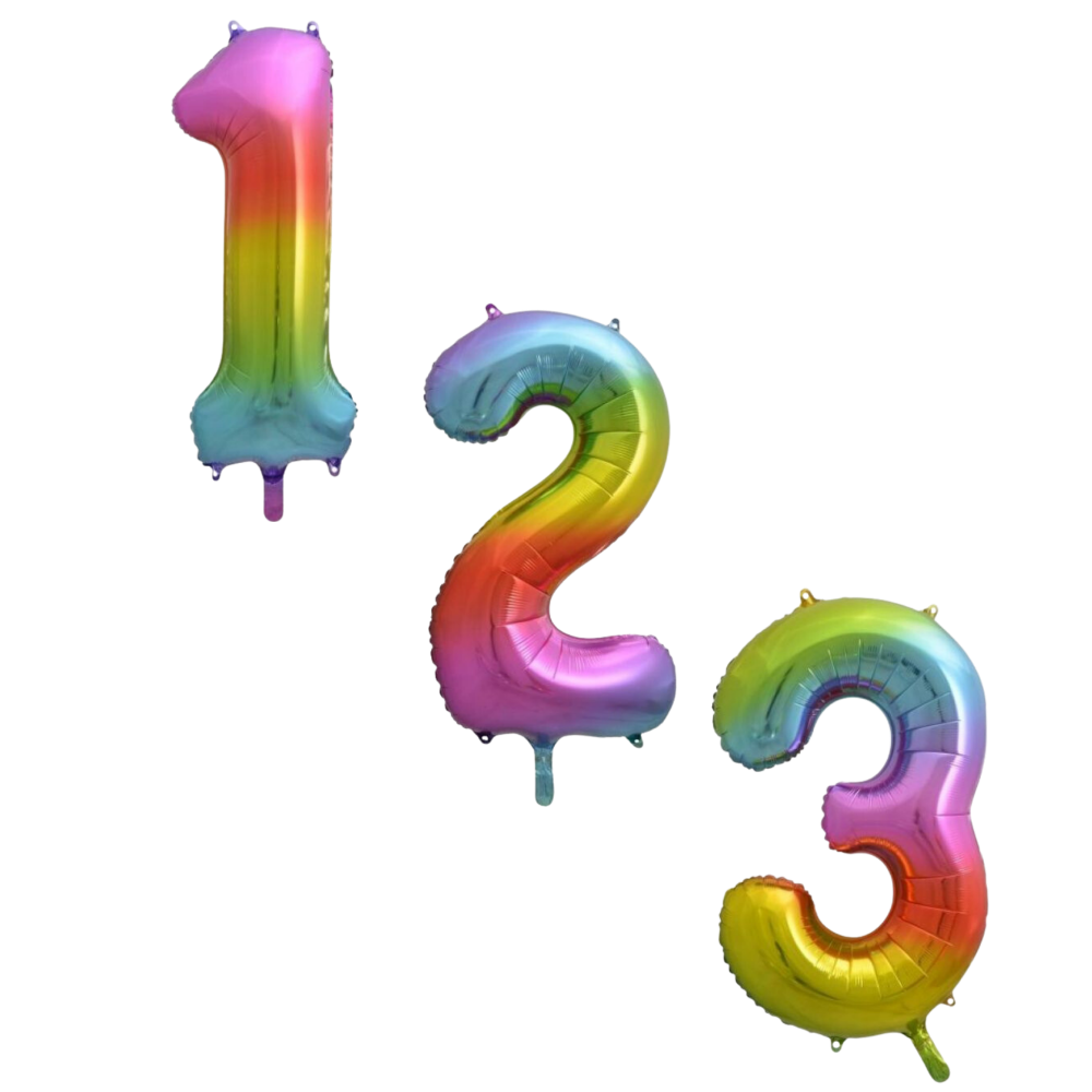 Large Foil Number - Rainbow
