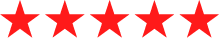 Five red stars arranged in a row.