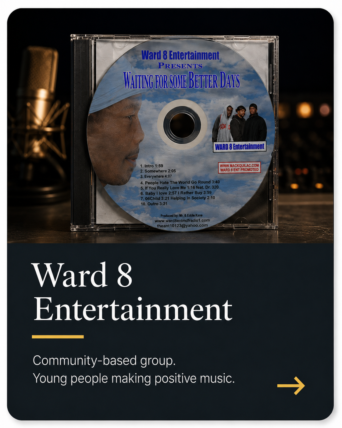 Ward 8 Entertainment card highlighting music, memory, and creative culture from Southeast Washington.