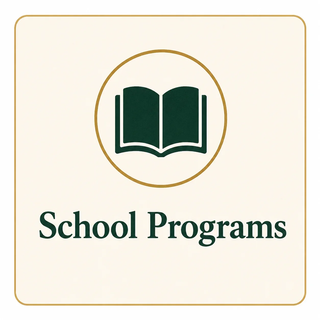 School Programs contact option card with an open book icon.