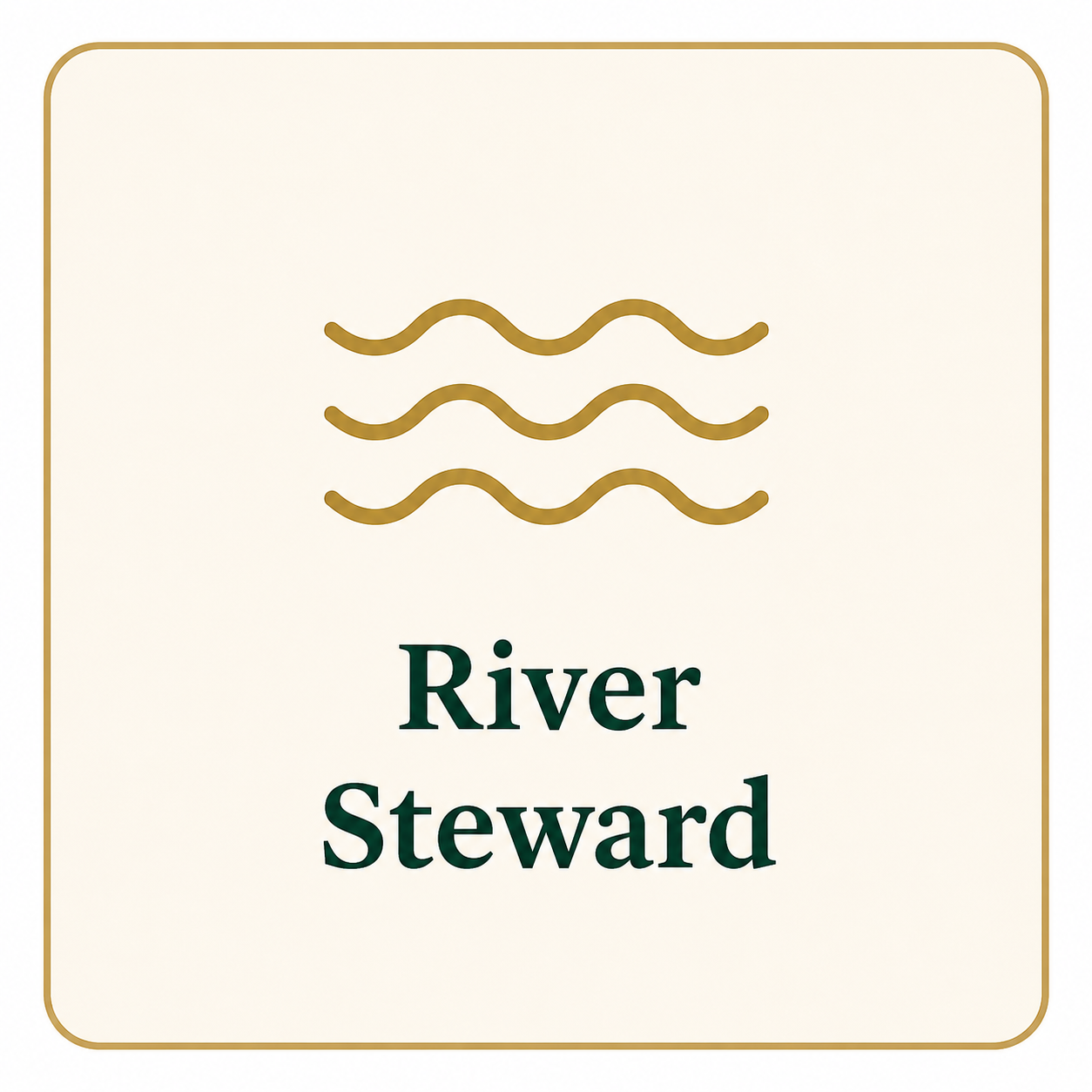 River Steward sponsorship level card with flowing water lines.