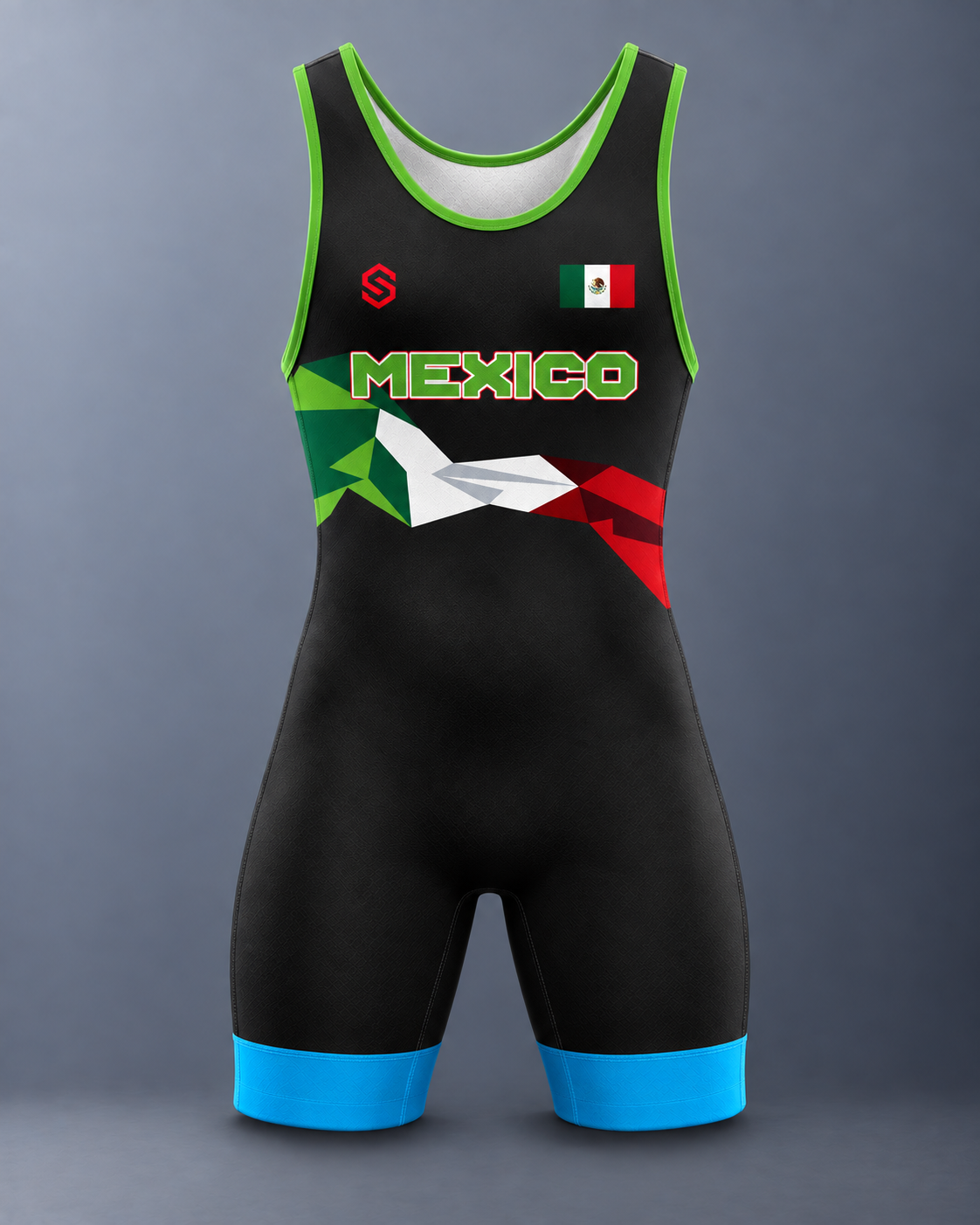 Black Green Flag Mexico Singlet