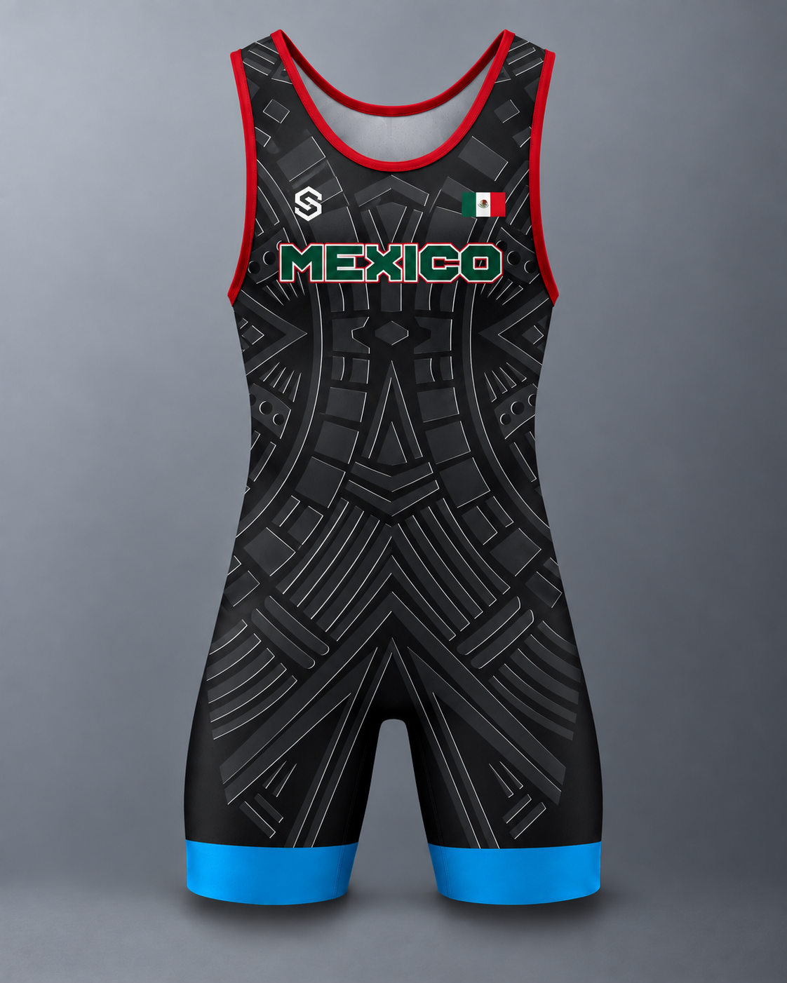 Black Aztec Wrestling Singlet
