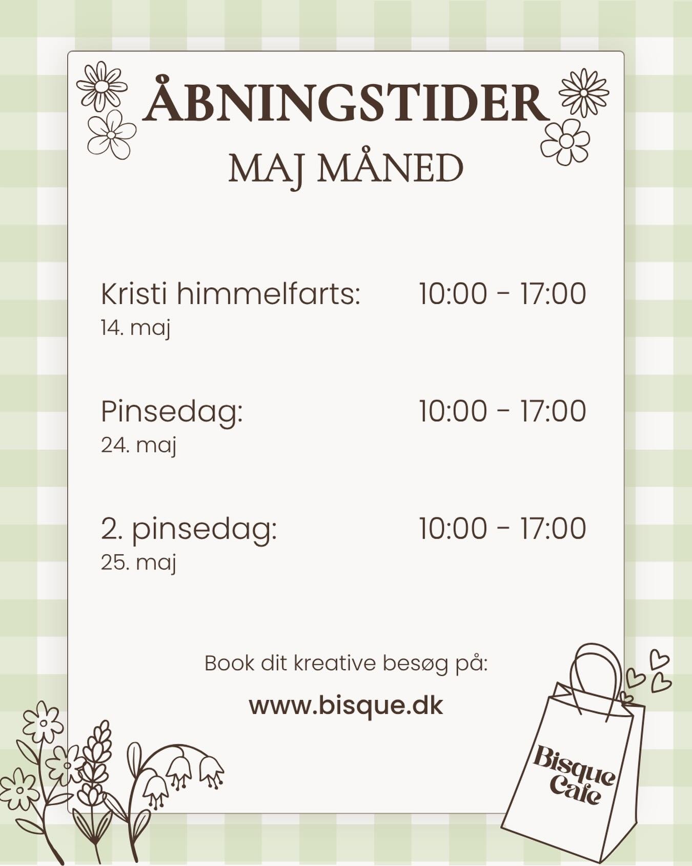 Maj byder p&aring; flere hyggelige helligdage 💐
Og vi holder &aring;bent imens ☀️

Book jeres bord til keramikmaling og kvalitetstid via linket i vores bio 🔗

#bisque #roskilde #malp&aring;keramik #maj #keramikcafe