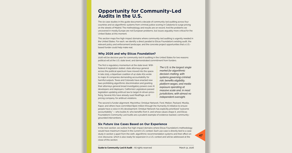 The Opportunity for Community-Led Audits in the U.S. in 2026