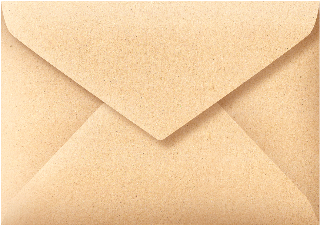 Lifafa Au- A monthly letter subscription service - Close-up of a beige paper envelope with a triangular flap.
