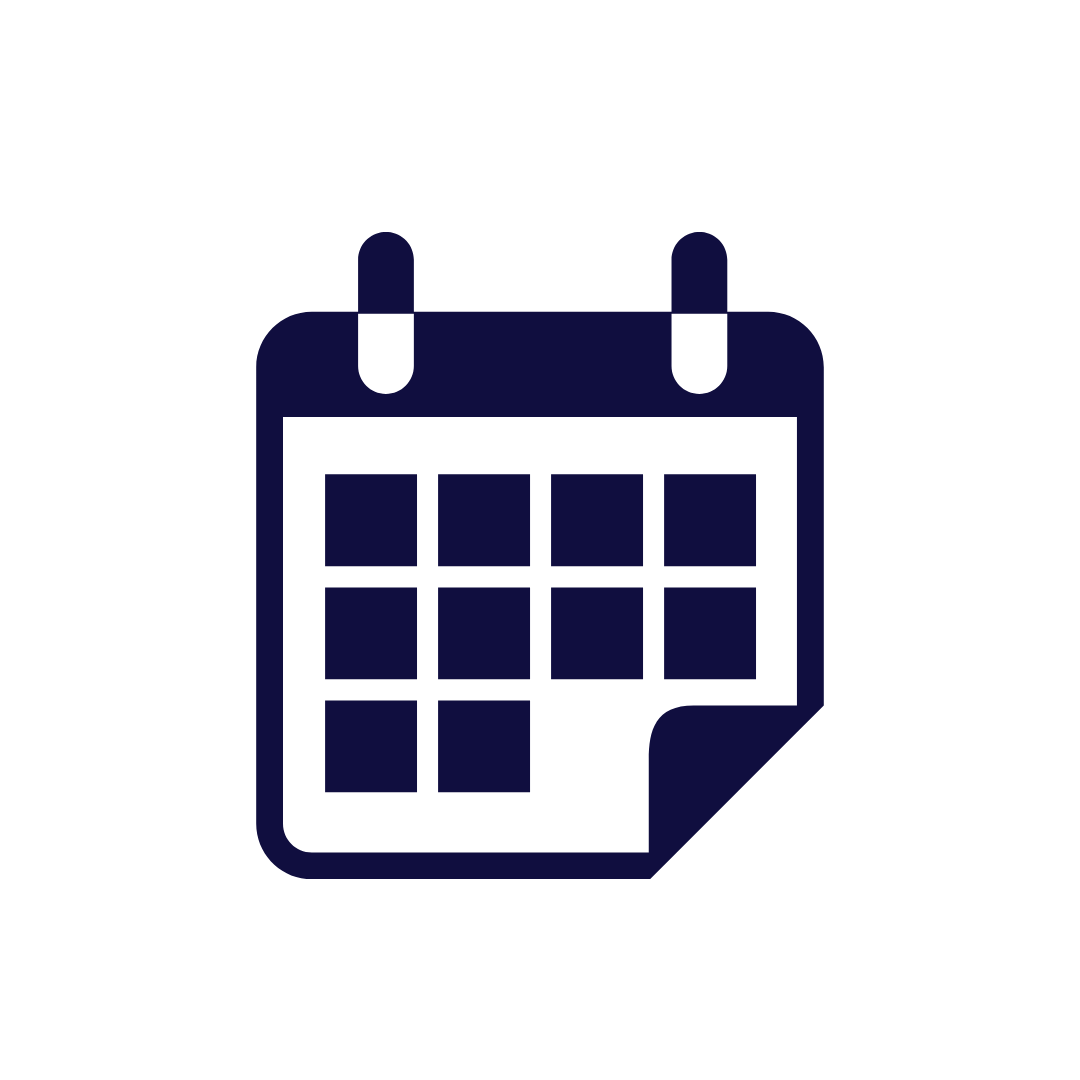 Icon of a calendar with a curled corner.