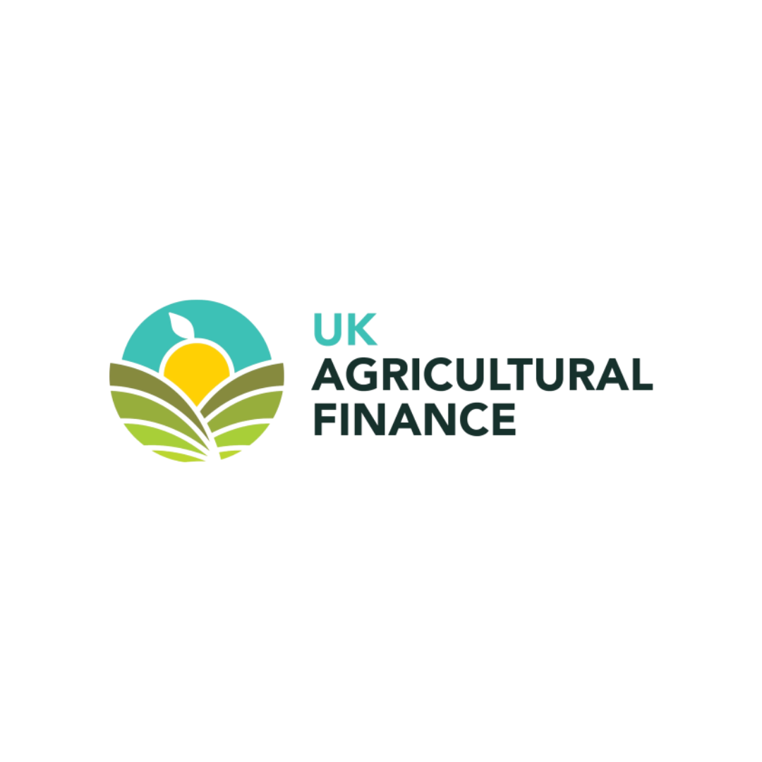 Logo for UK Agricultural Finance featuring a green field, a yellow sun, and a blue sky with a leaf, alongside the text 'UK Agricultural Finance' in black and light blue.