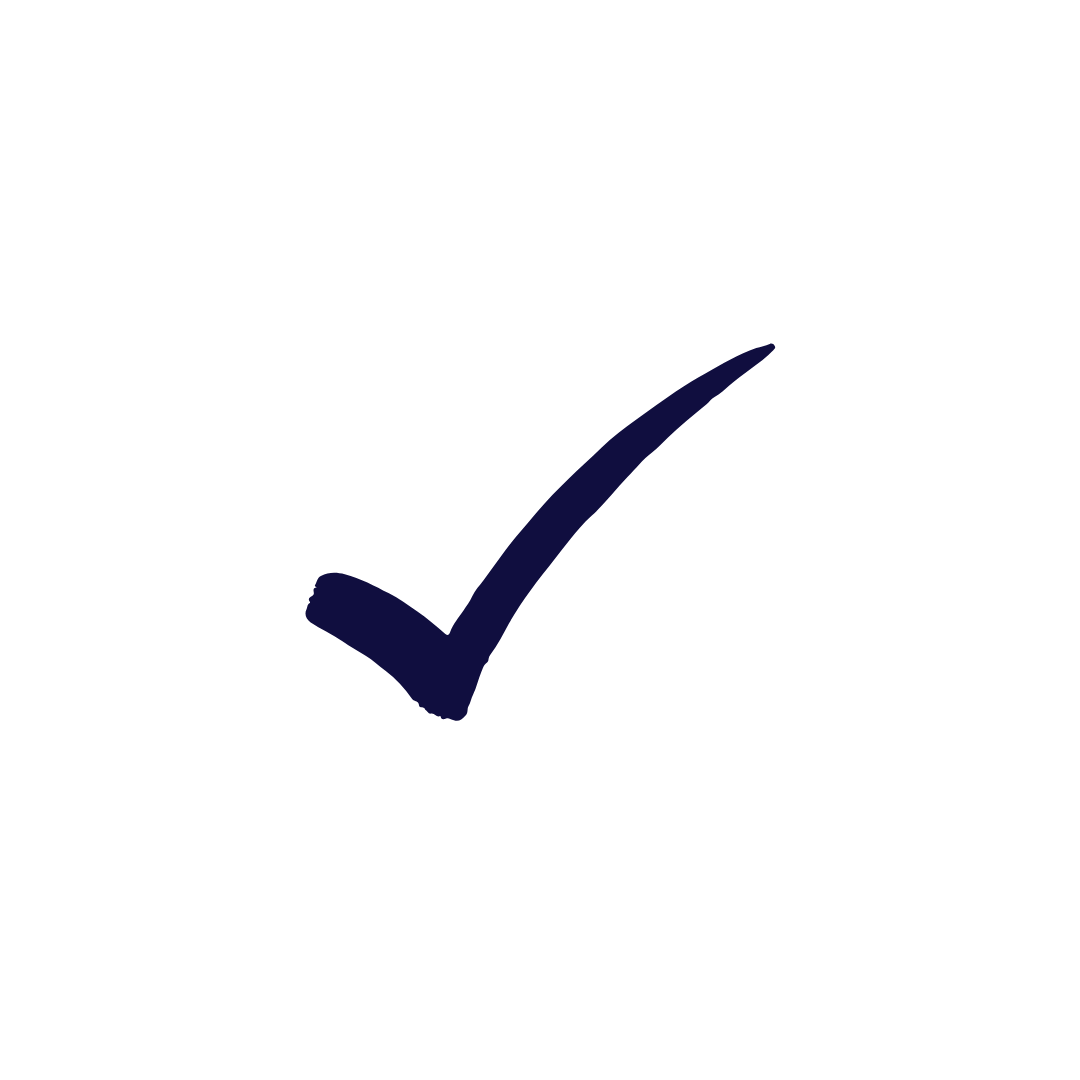 A black check mark inside a circle with a thick, dark blue stroke.