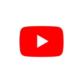 YouTube logo with a red play button inside a white rounded square
