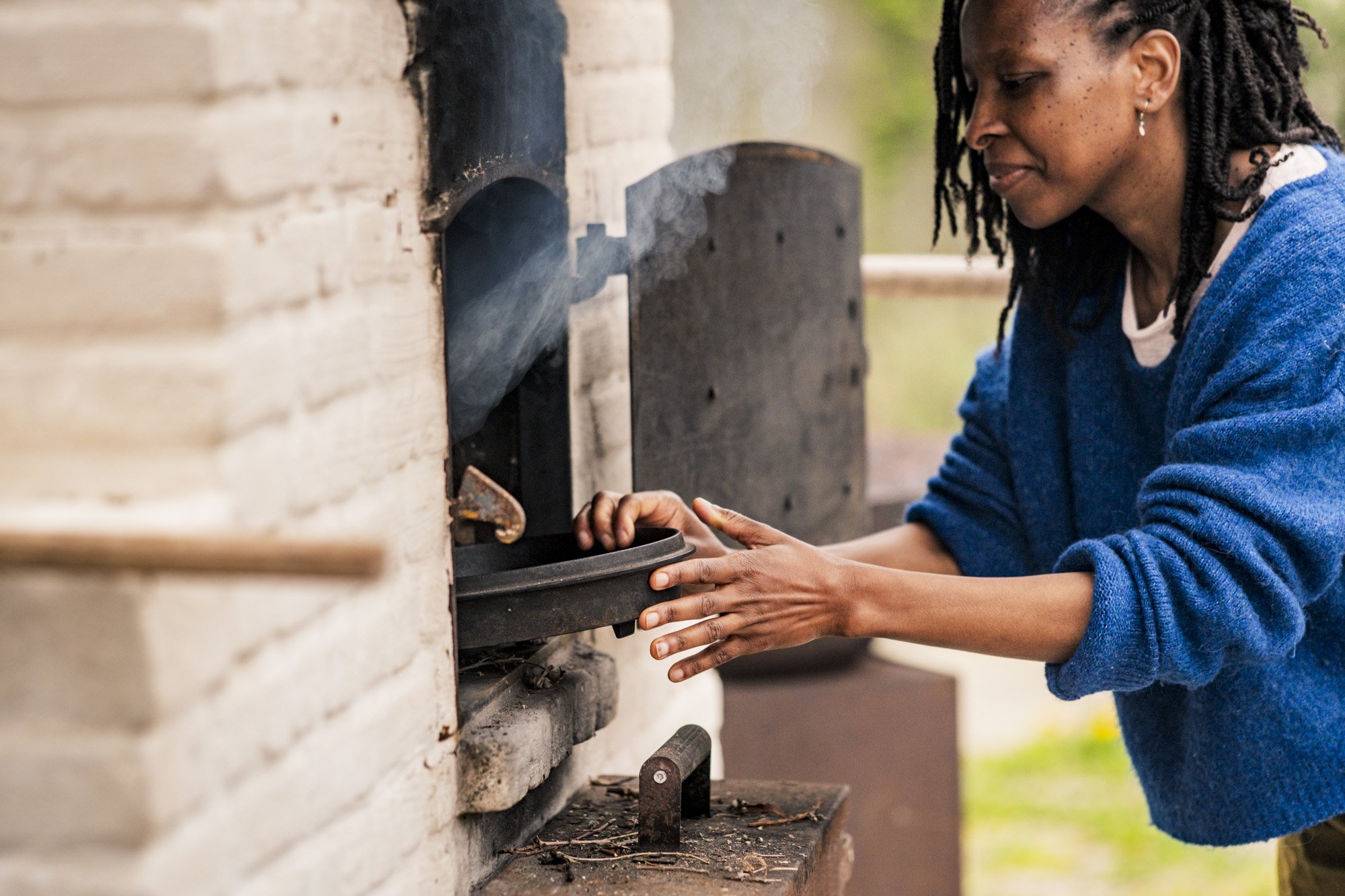 Koken met vuur, workshop Michel Gonzaga in Ardooie, De Houtmeerschen.JPG