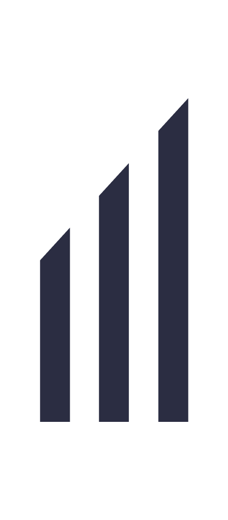 Illustration of a smartphone displaying a growing signal strength icon with three ascending bars.