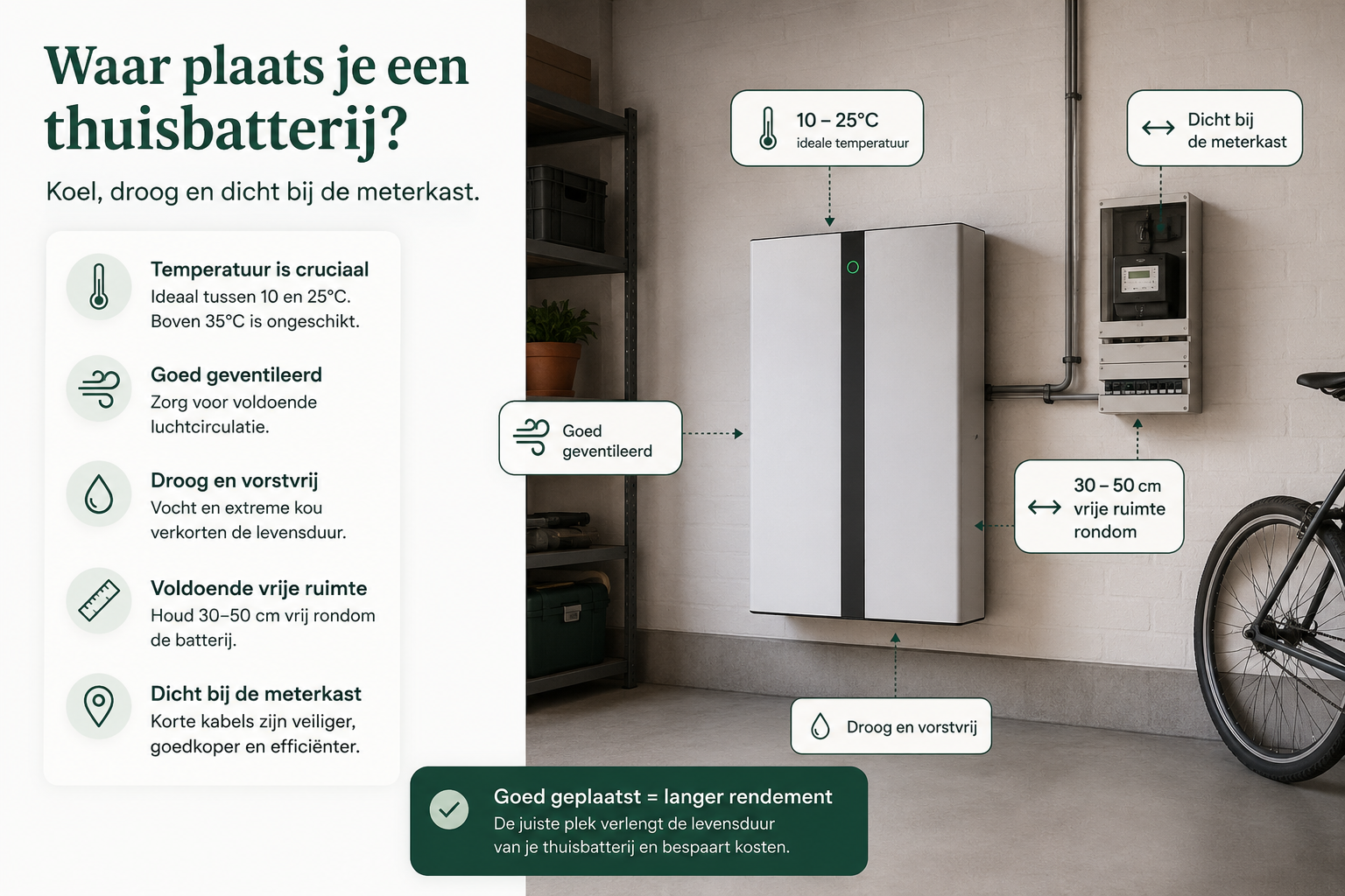 Waar plaats je een thuisbatterij in huis?