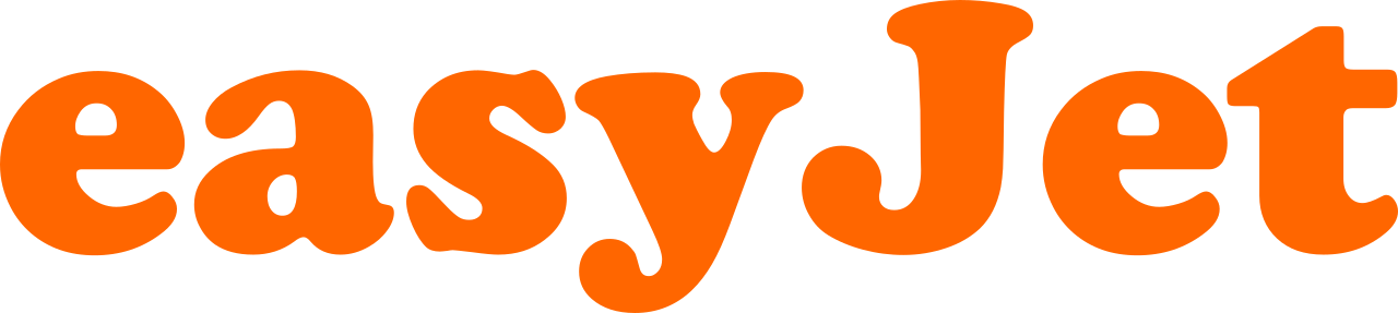 Logo of easyJet written in bold orange letters.