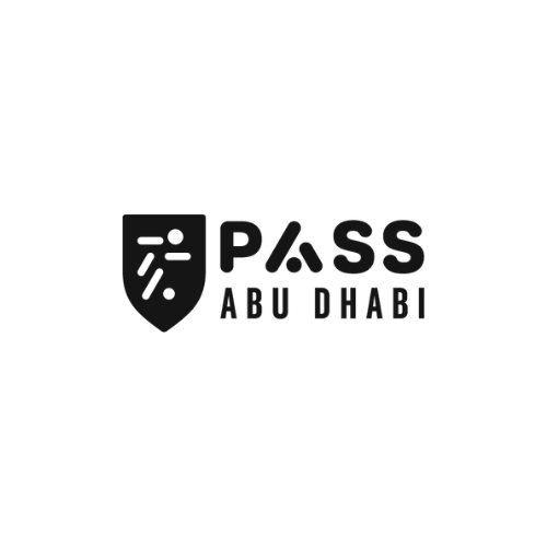 Logo of a passport control or immigration checkpoint with a shield icon and the text 'PASS ABU DHABI'.