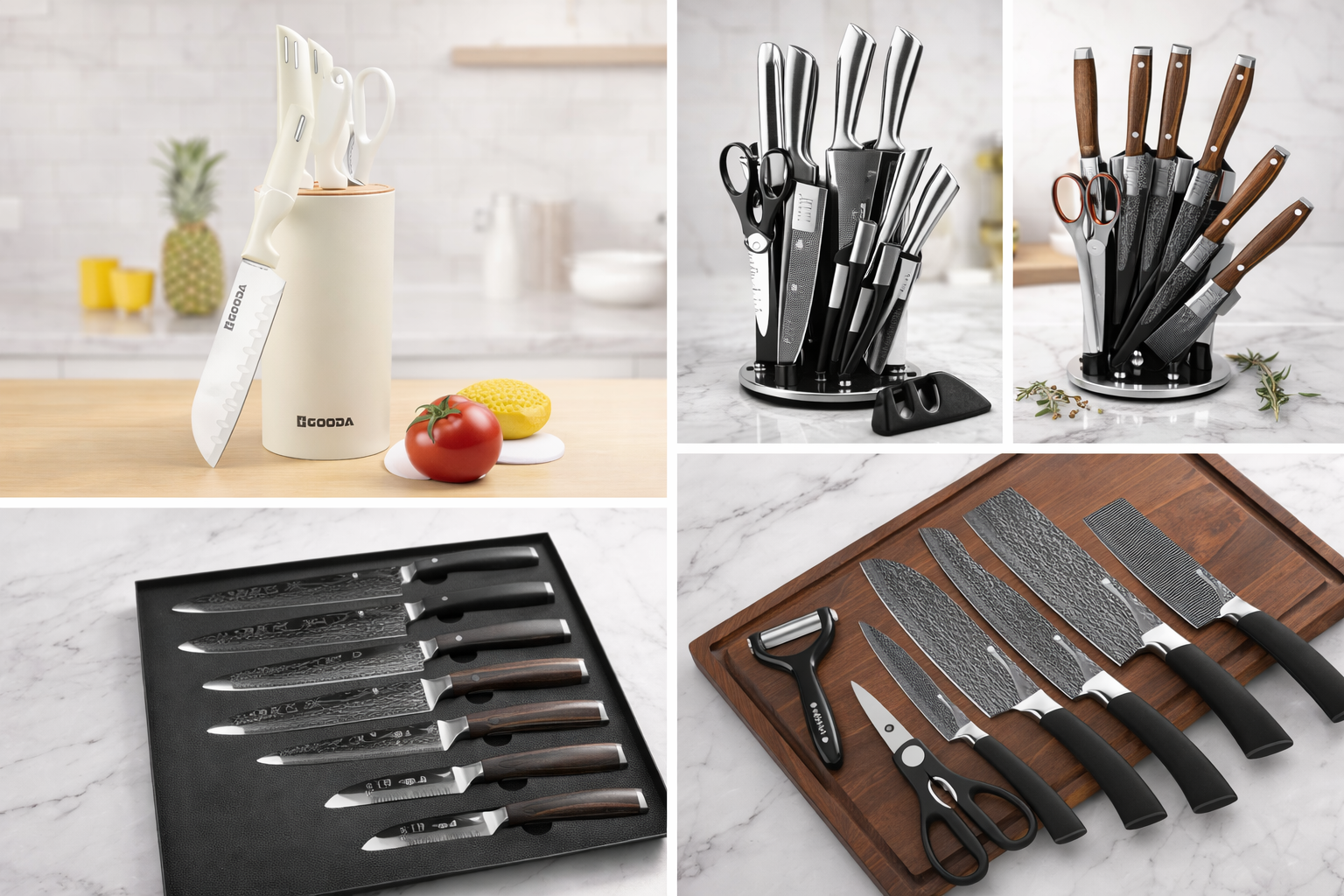 Stainless steel knife collections on marble.png