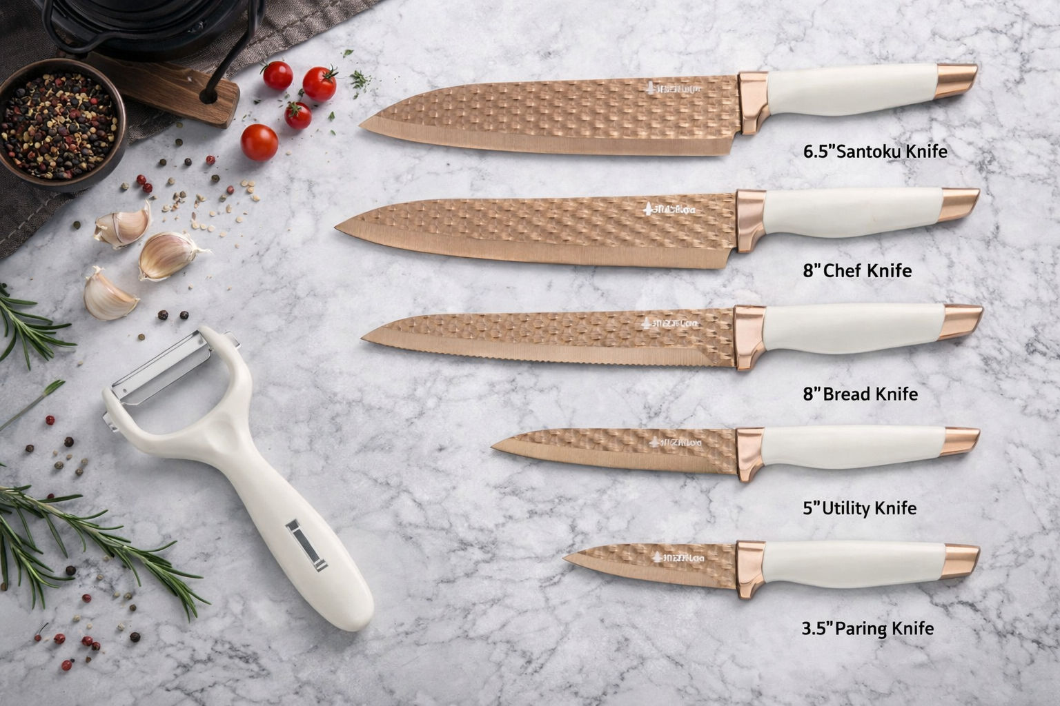 Titanium-coated knife set with utensils.png