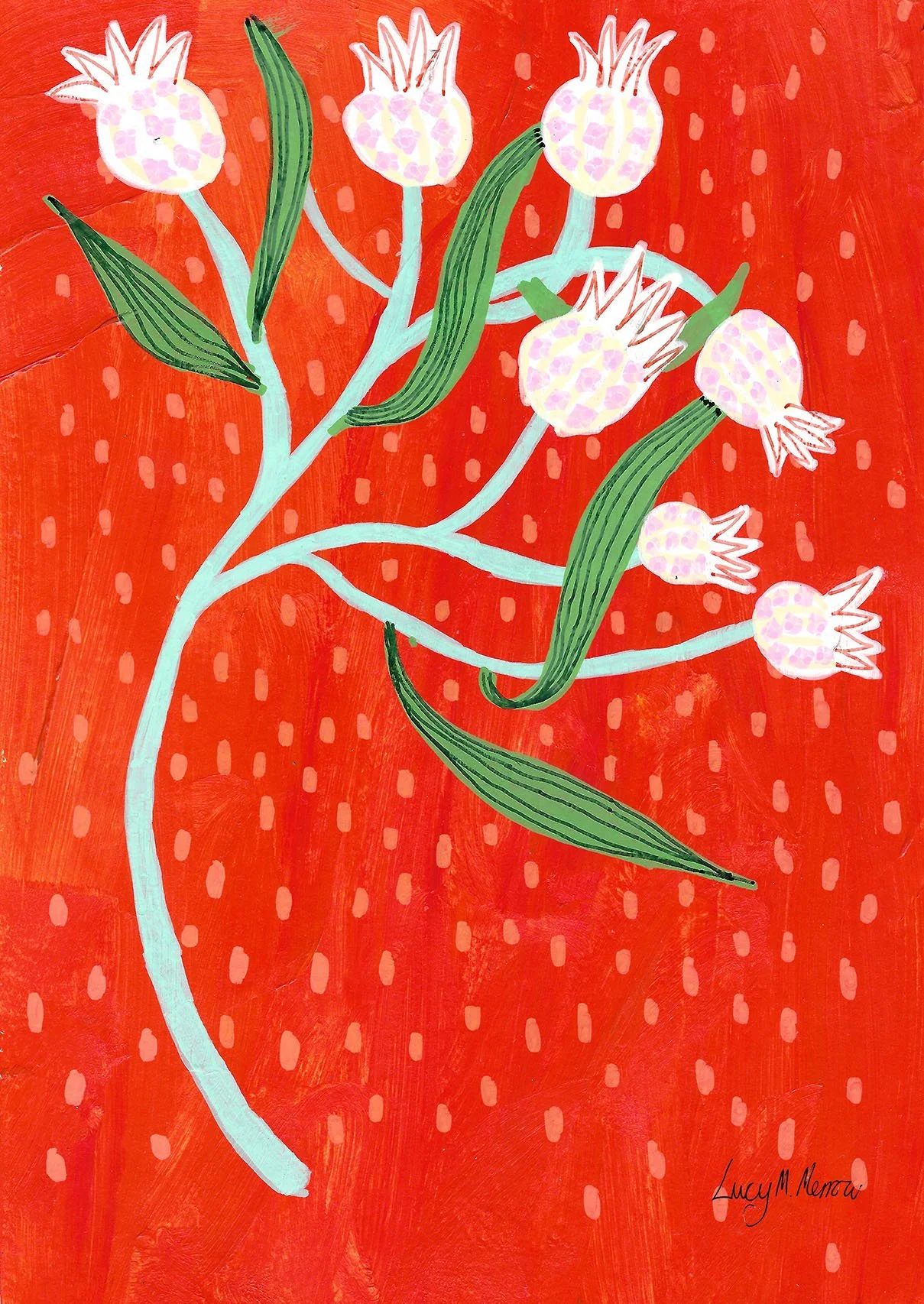 Ballroom Cream Lorelei - acrylic and pen on paper
