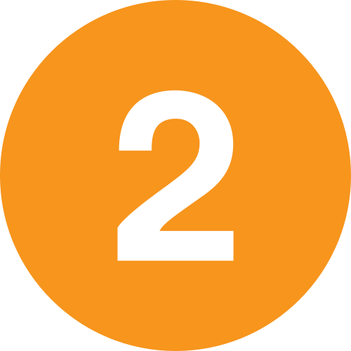 Orange circular background with a white number 2 in the center.
