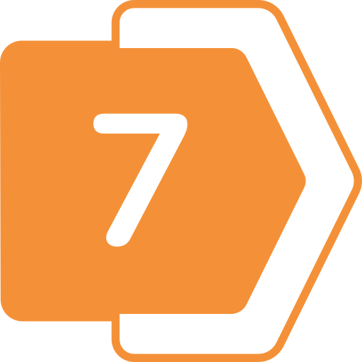 Icon of an orange folder with the number 7 in black, outlined in black.
