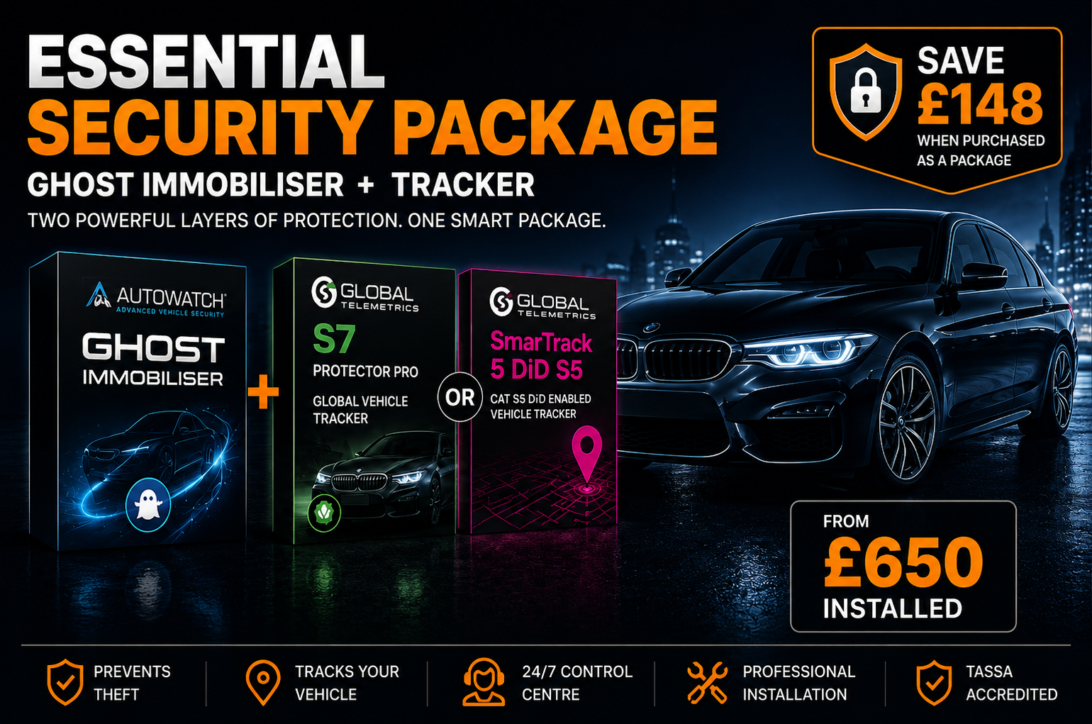 Essential Security Package | Ghost Immobiliser & Tracker Bundle
