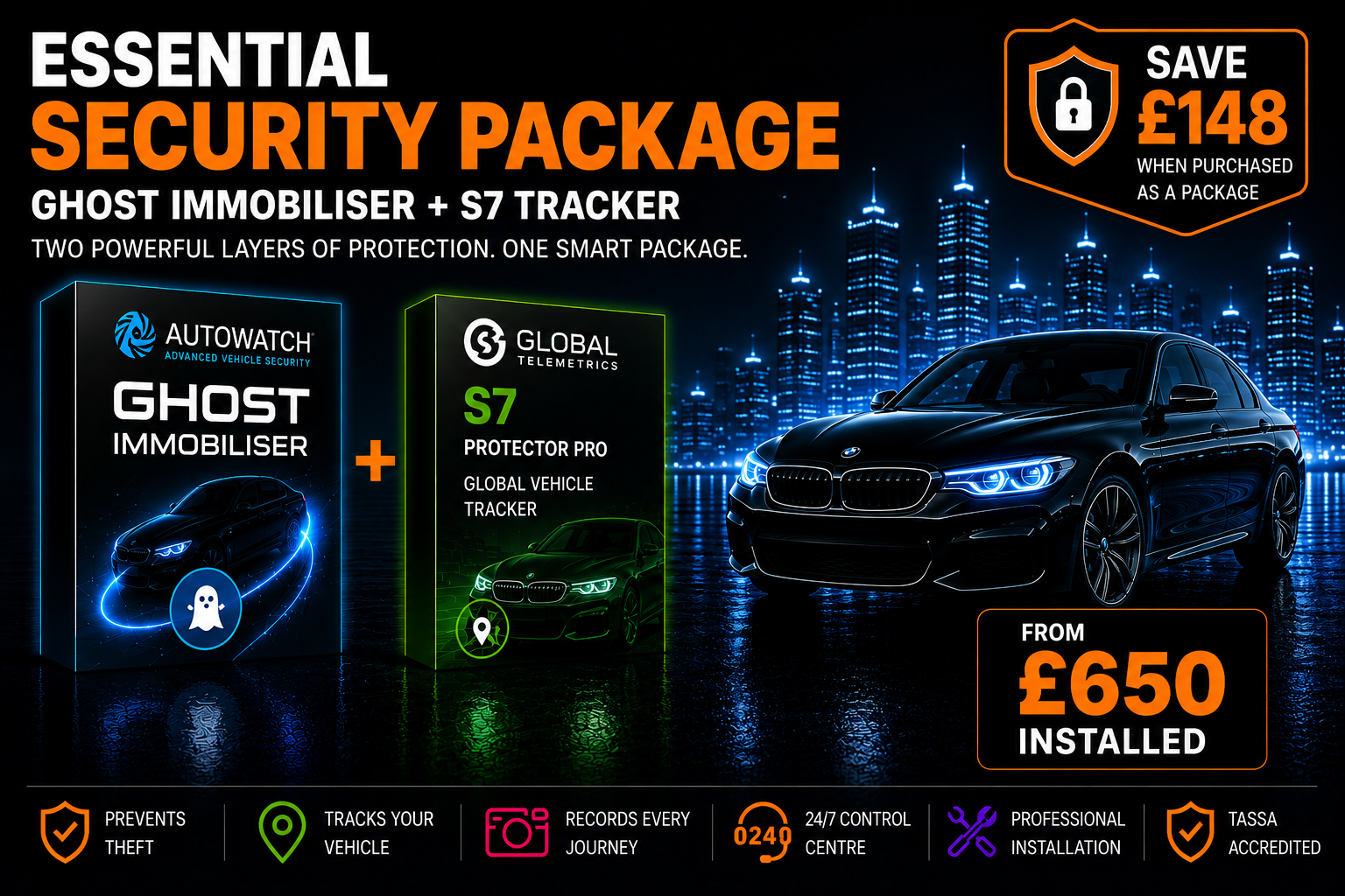 Essential Security Package | Ghost Immobiliser & Tracker Bundle