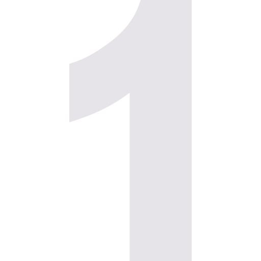 A large, stylized number 1 in gray on a black background.
