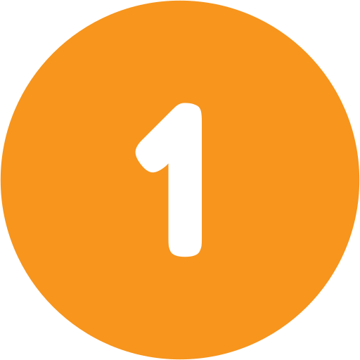 Orange circular icon with a white number one in the center.