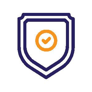 Icon of a shield with a checkmark inside a circle in the center.