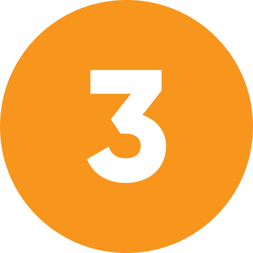 Orange circle with a white number 3 in the center.