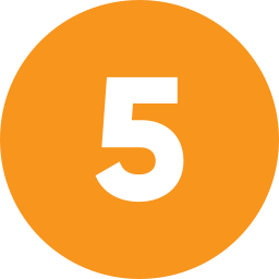 Orange circle with white number 5 in the center