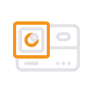 Icon of a computer with a camera or camcorder on the screen