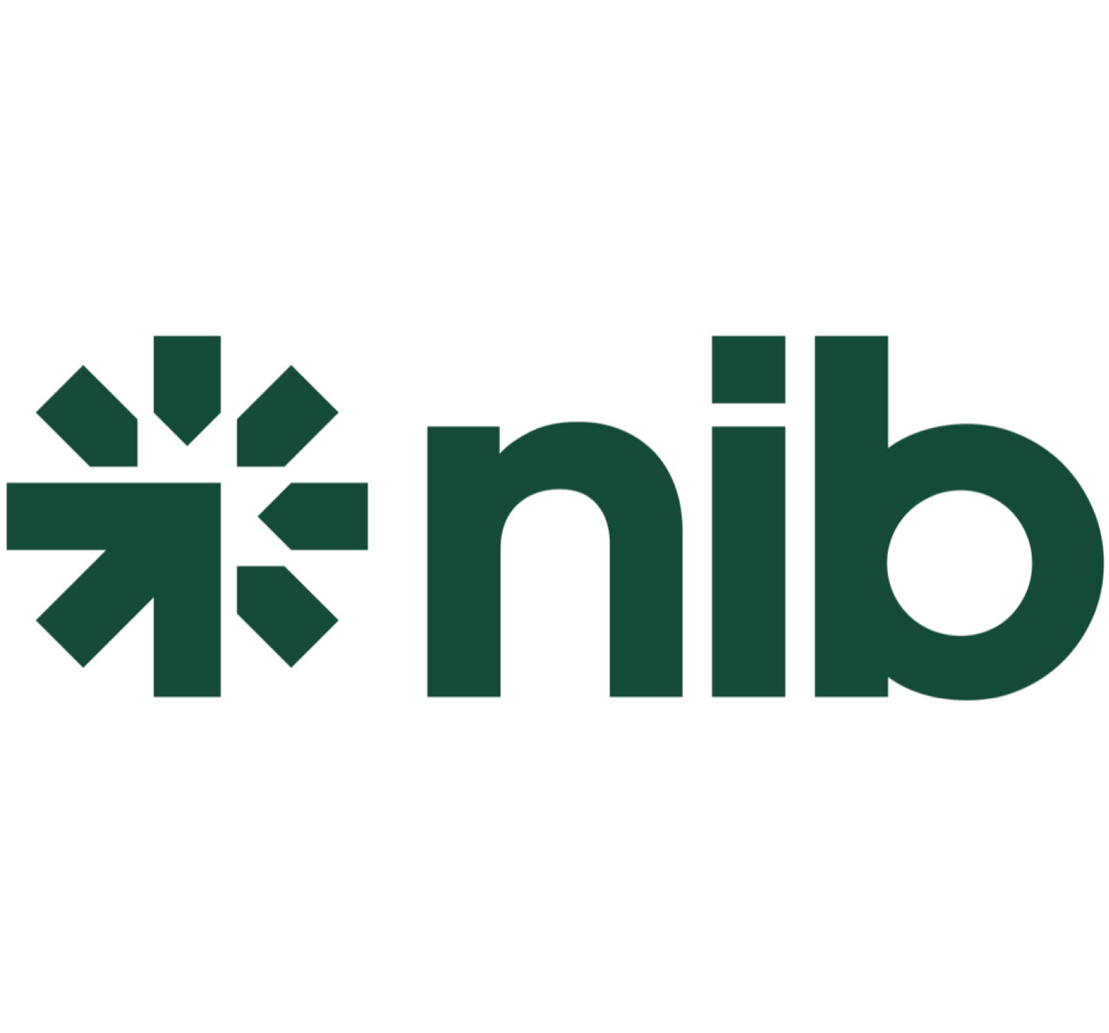 NIB logo in lowercase letters with a green circular arrow icon.