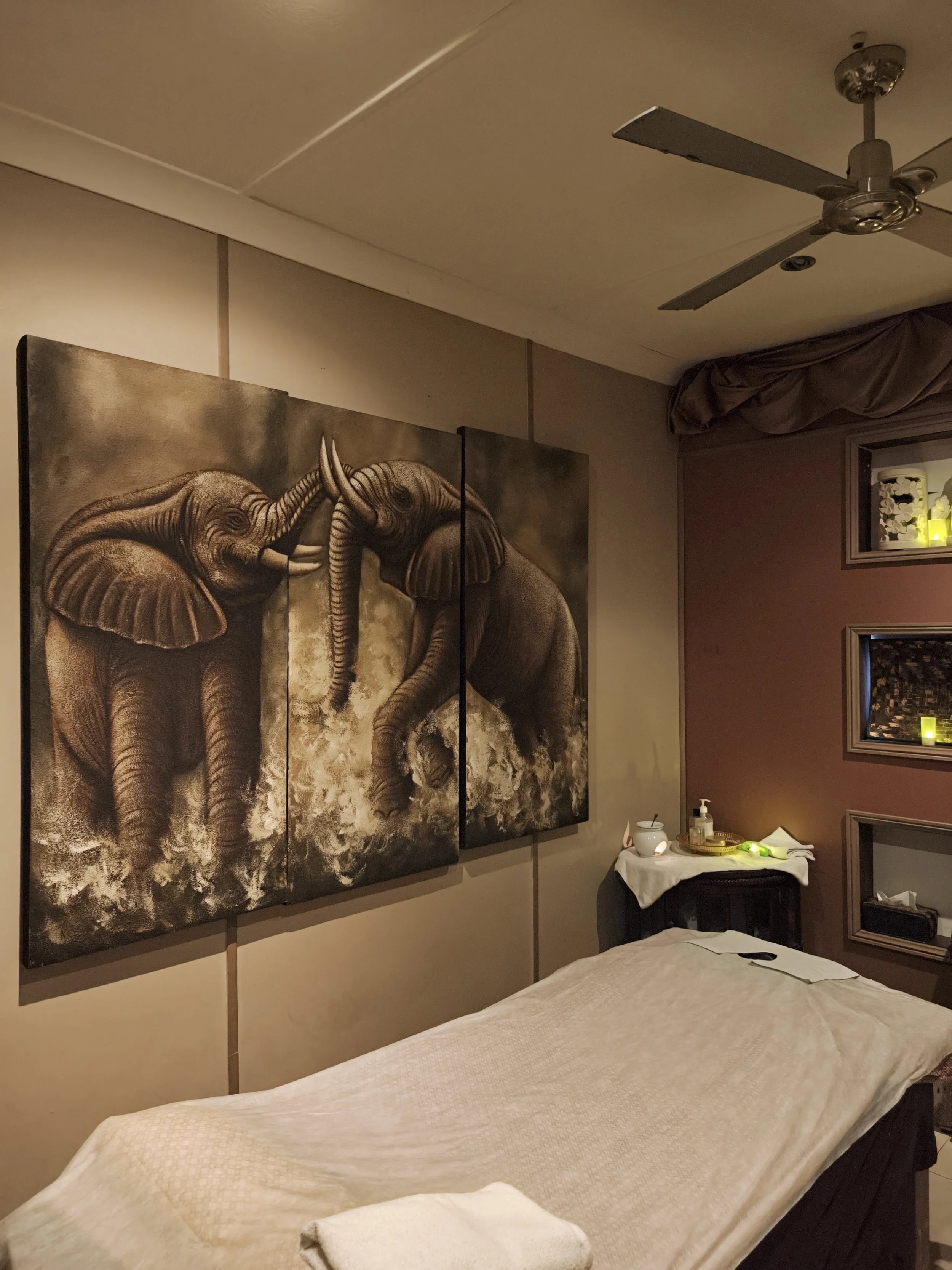 Couples Room; spa room 2 with a divider.