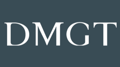 White text 'DMGT' on a dark gray background.