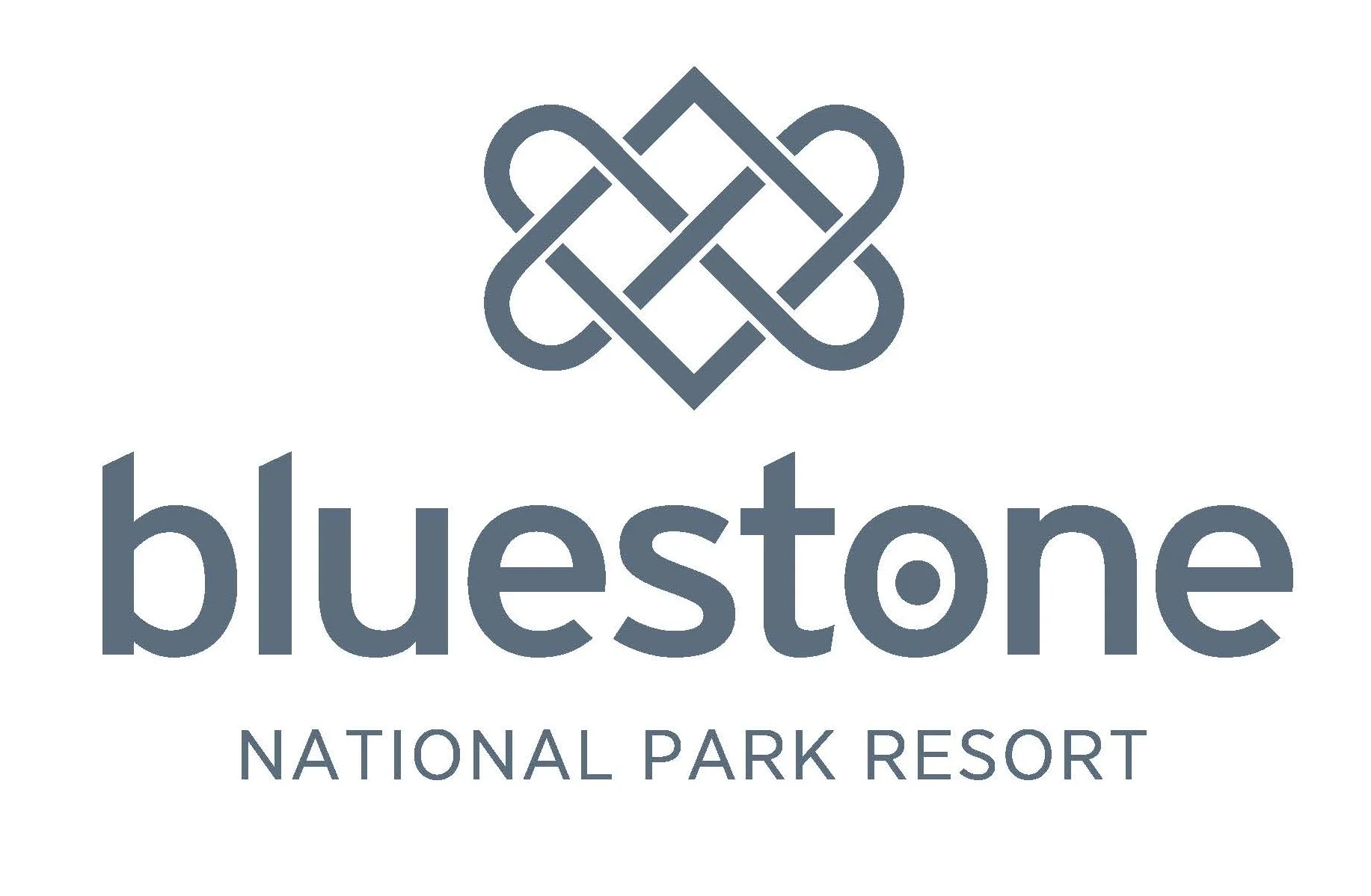 Logo of Bluestone National Park Resort featuring a stylized geometric emblem and the text 'bluestone NATIONAl PARK RESORT' in lowercase letters.