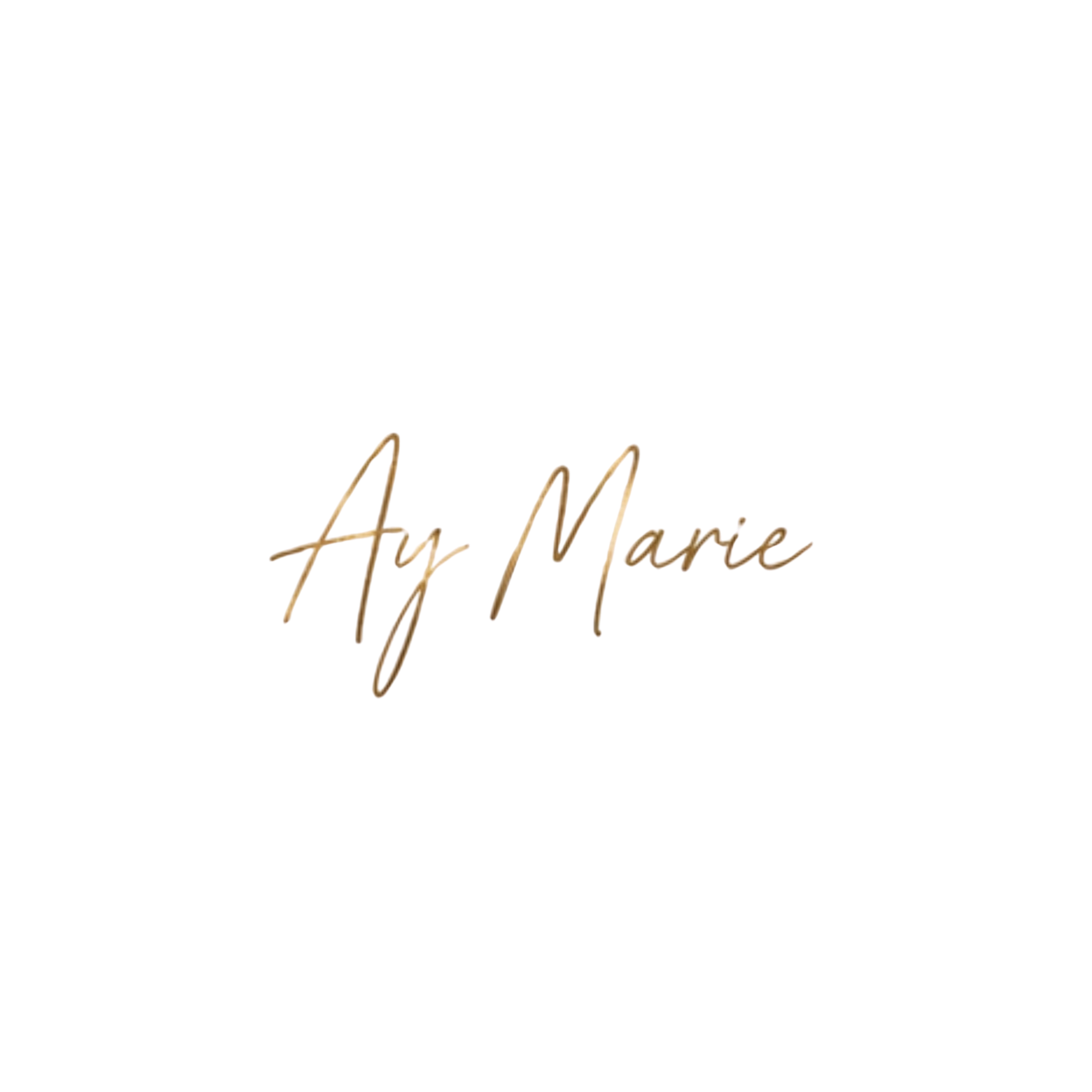 The name "Ay Marie" written in a light gold cursive script on a plain background.