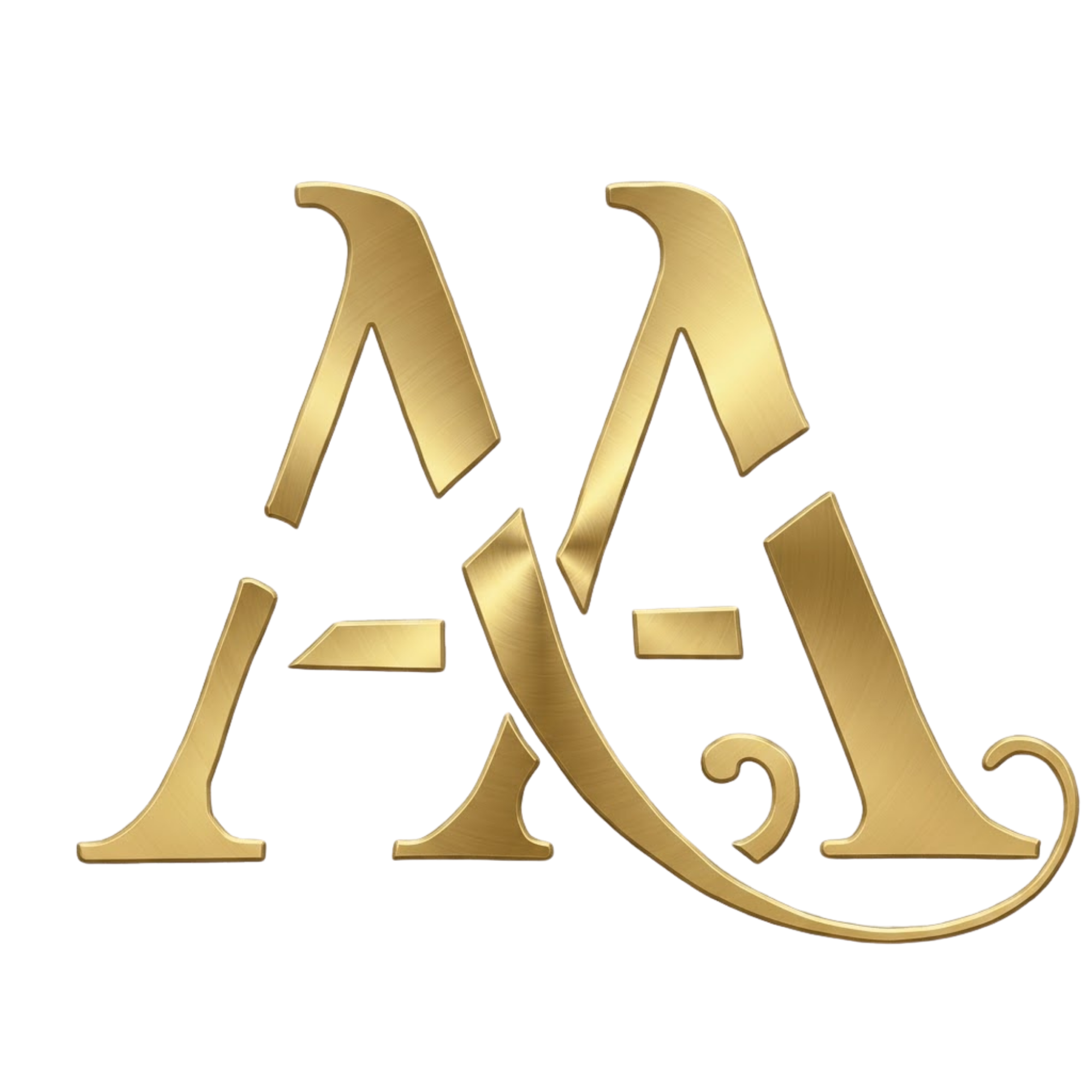 Aymarie Art's gold interlocking "AA" monogram logo on a black background.