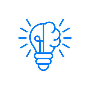 A light bulb illustration with a brain inside it, representing ideas and creativity.