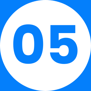 Number 05 in blue and white on a road sign.