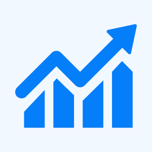 Blue upward trending arrow and bar chart symbolizing growth or progress.