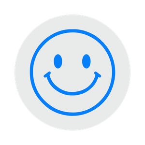 Smiley face drawn with blue marker on a white background