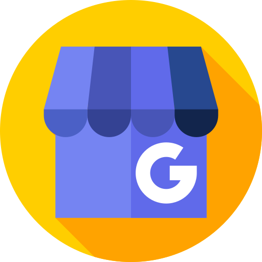 Google My Business listing icon with a storefront awning and the Google logo.
