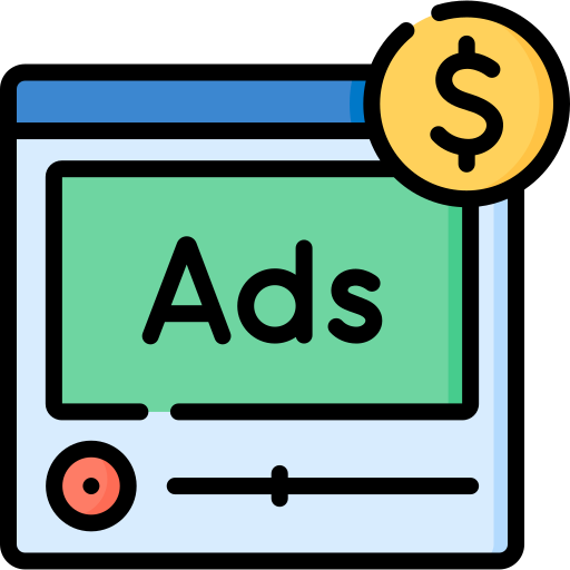 Digital advertising interface with a dollar sign in a yellow circle at the top right corner.