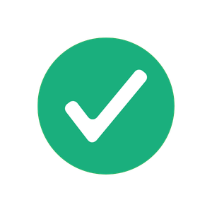 Green circle with white checkmark in the center