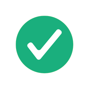 Green circle with white checkmark in the center